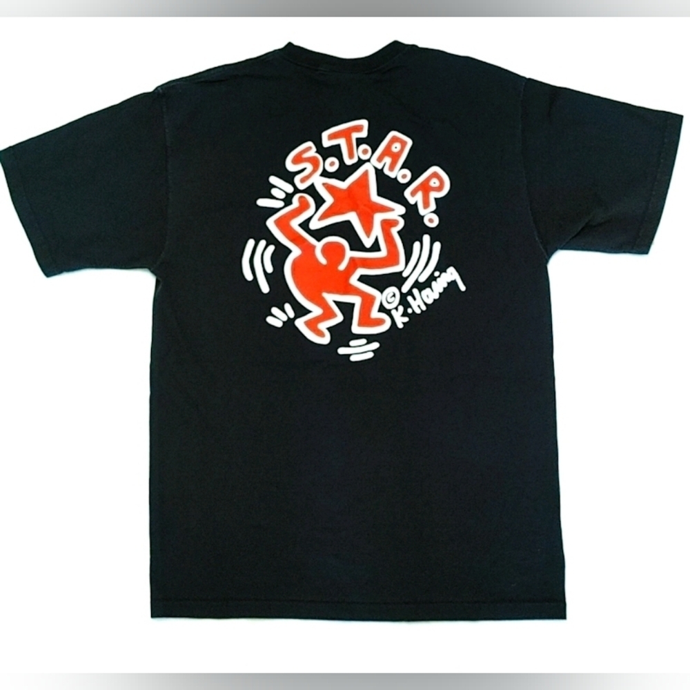 Y2K Keith Haring S.T.A.R Fruit of Loom Double Sided Print T-Shirt (M)